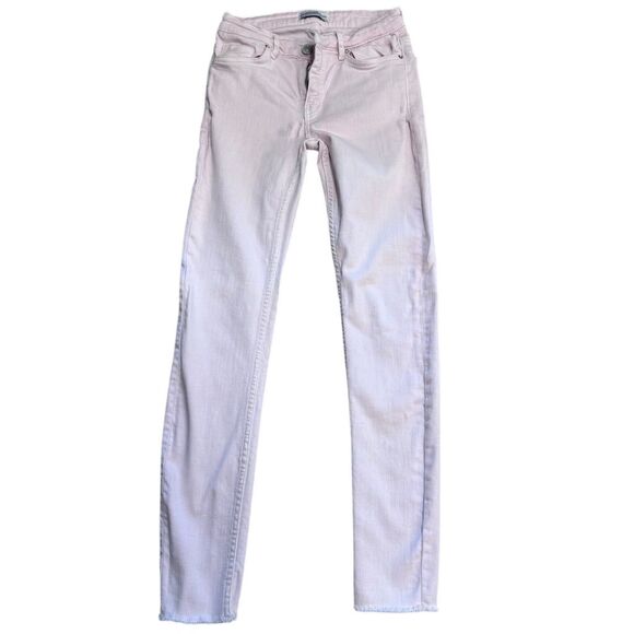 VGUC Zara Women's Skinny Jeans M Pastel Pink Mid-Rise Denim Spring - Picture 1 of 5